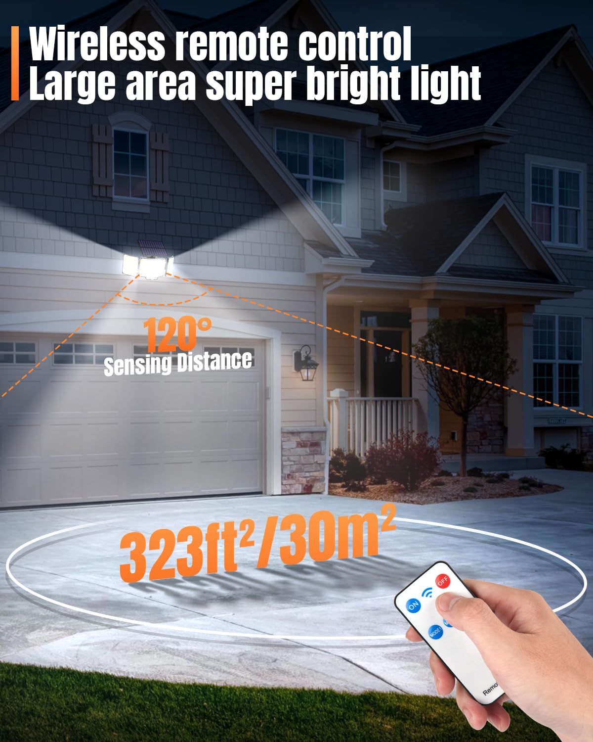 Luci solari per esterni, 212 LED con sensore di movimento a energia solare, luci di sicurezza a 270°, ampio angolo di illuminazione, 3 modalità, ad alimentazione solare, IP65, impermeabile, con