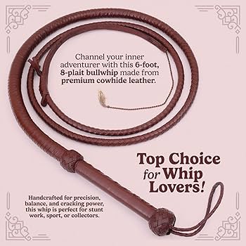 Indiana Jones Style 6 Foot 8 Plait Dark Brown Leather Bullwhip