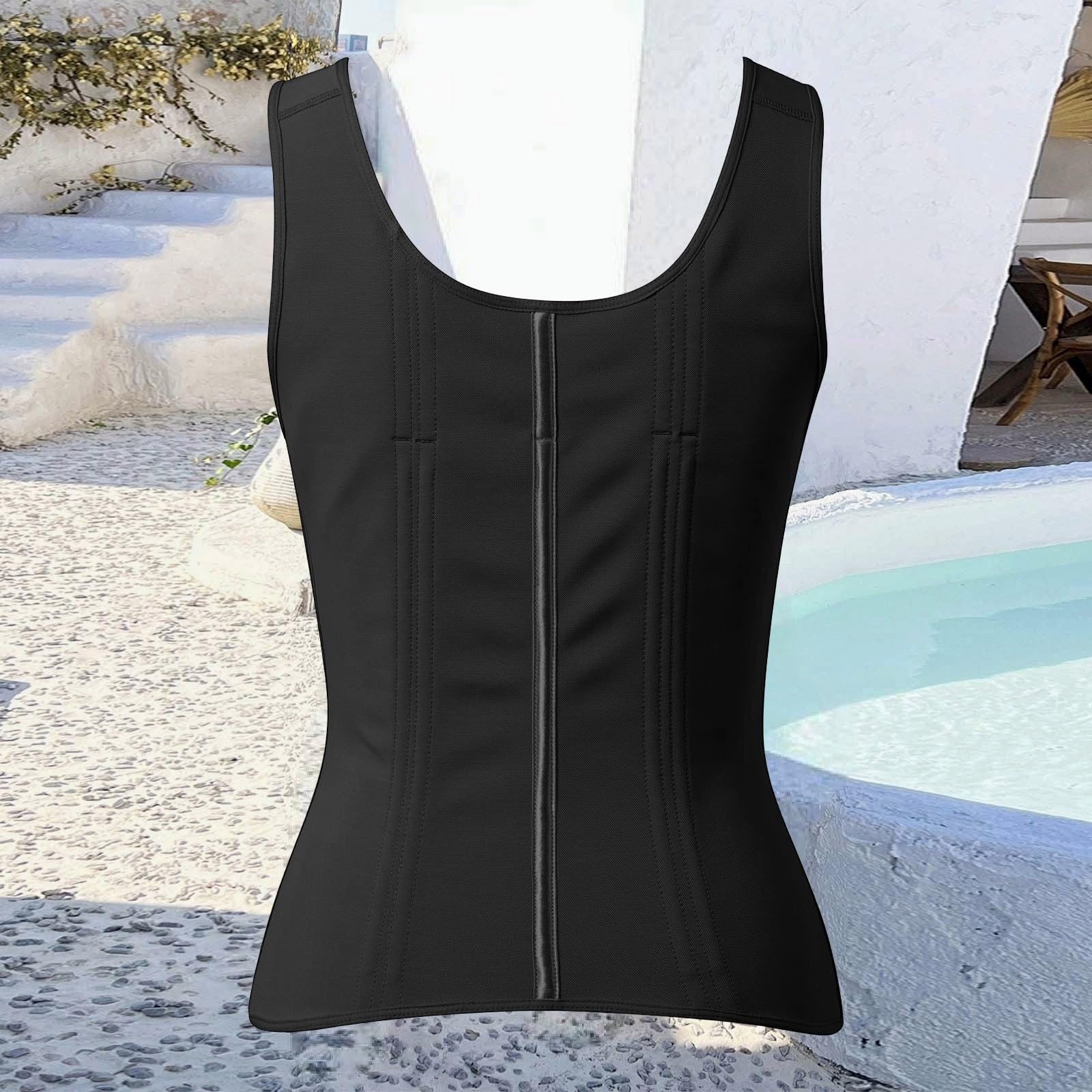 generisch Chaleco moldeador de color beige con tirantes y cremallera frontal, moldeador de cintura larga con superficie lisa para uso diario y ropa