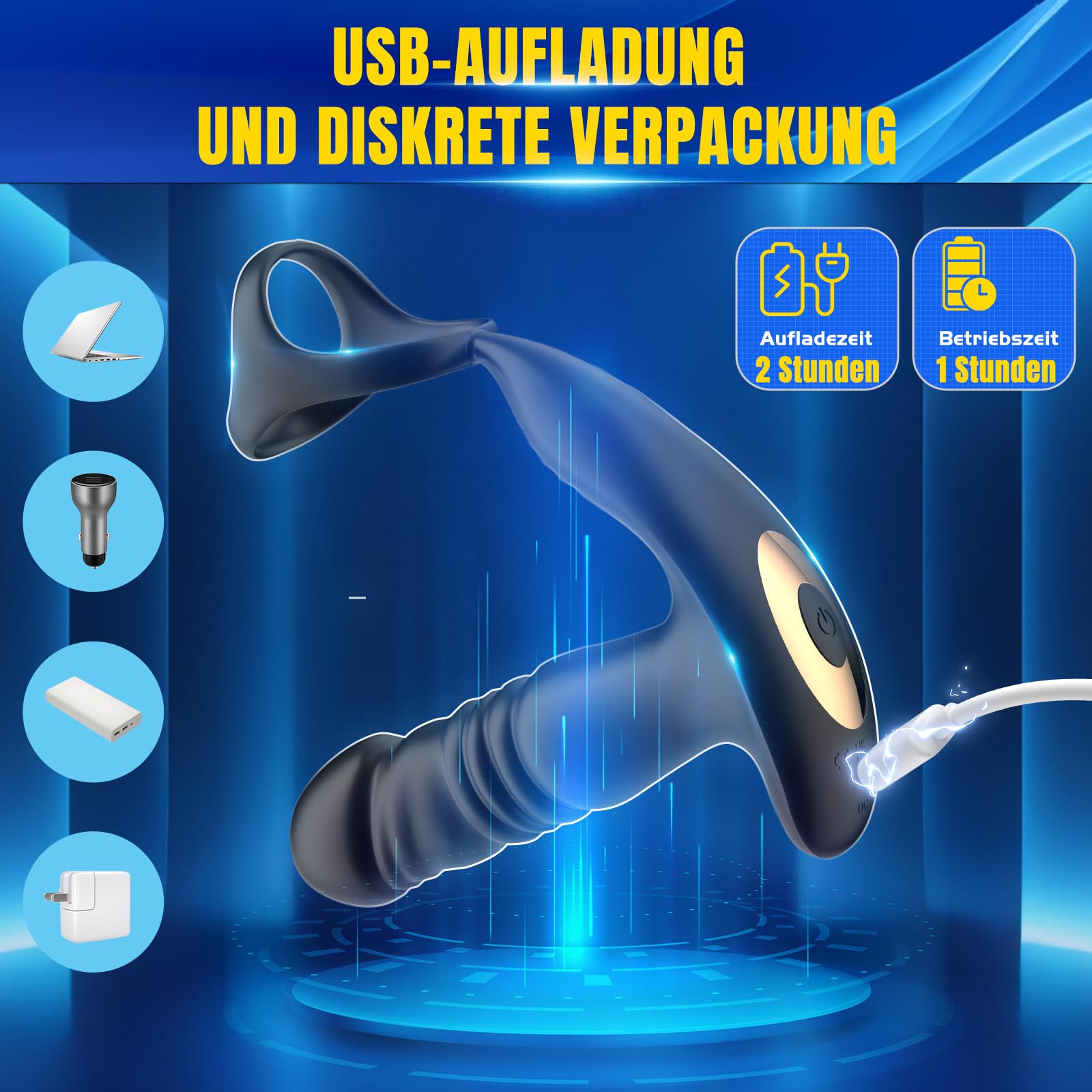 Tor e plug anale per gli uomini, con funzione di stimolazione della prostata - Goddew per gli uomini, con 7 modalità avanti e indietro e 10 livelli di vibrazione
