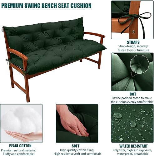 Miniatura 5 de Zacammy Cojines de asiento de repuesto, cojines de banco de 2 a 3 plazas para muebles de exterior con respaldo, cojines de asiento reclinables de