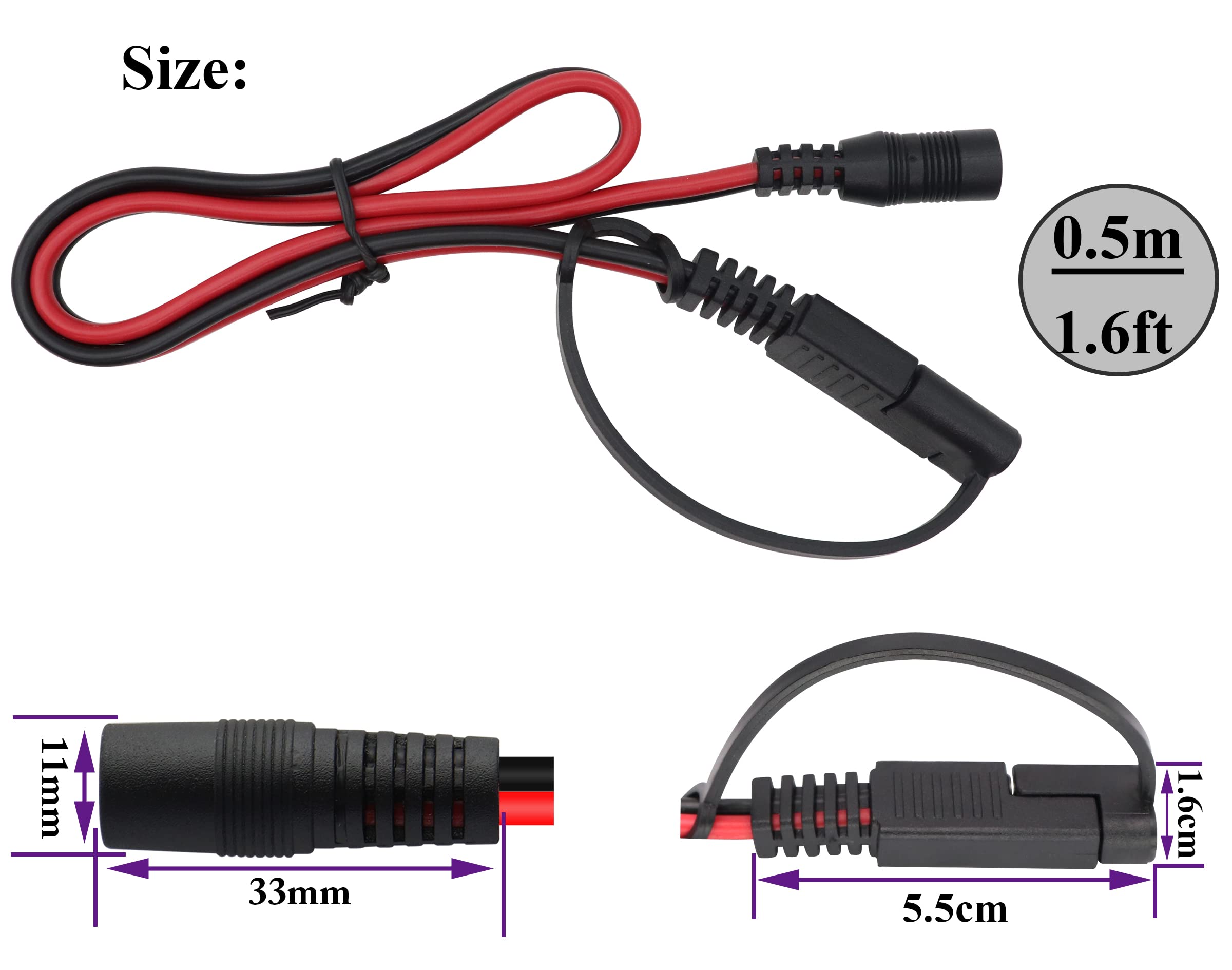 BERLAT SAE-zu-SAE Verlängerungskabel 16 AWG – Gleichstrom-Kabel Für Solar, Auto, Wohnmobil, Boot, Inkl. Pol-Umkehradapter, 4 Fuß (ca. 1,2 M)