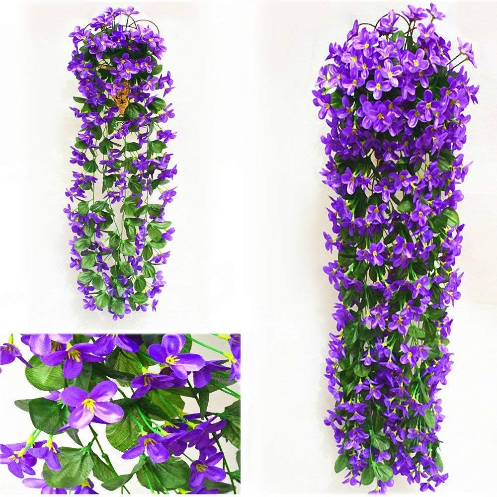 Amazon.de: Yizunnu knstlicher Efeu mit violettfarbenen Blten, 2 Stck,  Lnge 700 mm, hngende Dekoration, Girlande, Ranke, fr Bro, Zuhause,  Dekoration, Party, Hochzeit, lila, violett, Purple