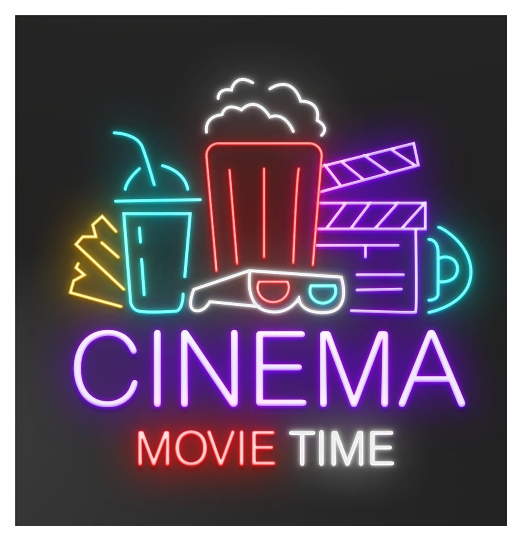 Decoración Lámparas Letrero De Neón Cinema Movie Time Luz LED Para Cine, Arte Mural Para Negocios, Decoración Del Hogar, Dormitorio, Bar, Estar, 63cm