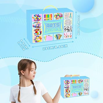 BNUZEIYI 2000 PCS Arts and Crafts Supplies for Kids All-in-1 Craft Kit with Pipe Cleaners Craft Box Set DIY Crafting Supply School Supplies Toys Gifts for Girls Boys Ages 4-6, 6-8, 8-12, Blue