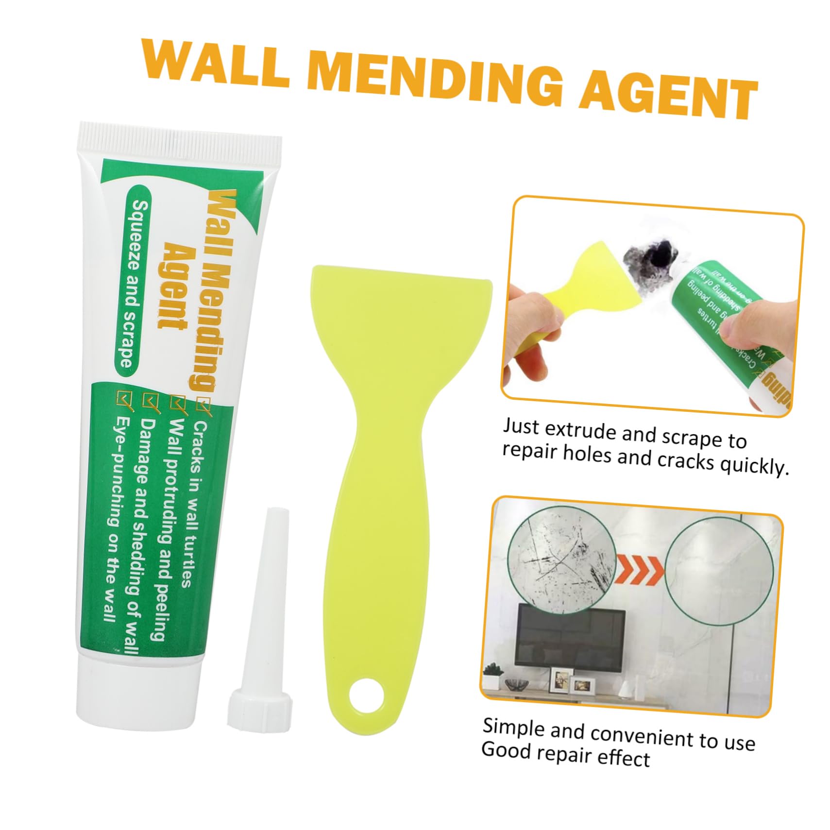 Operitacx 2 Ensembles Kit de Réparation Murale Enduit Lissage avec Spatule pour Fissures Mur Intérieur Plafond Usage Facile