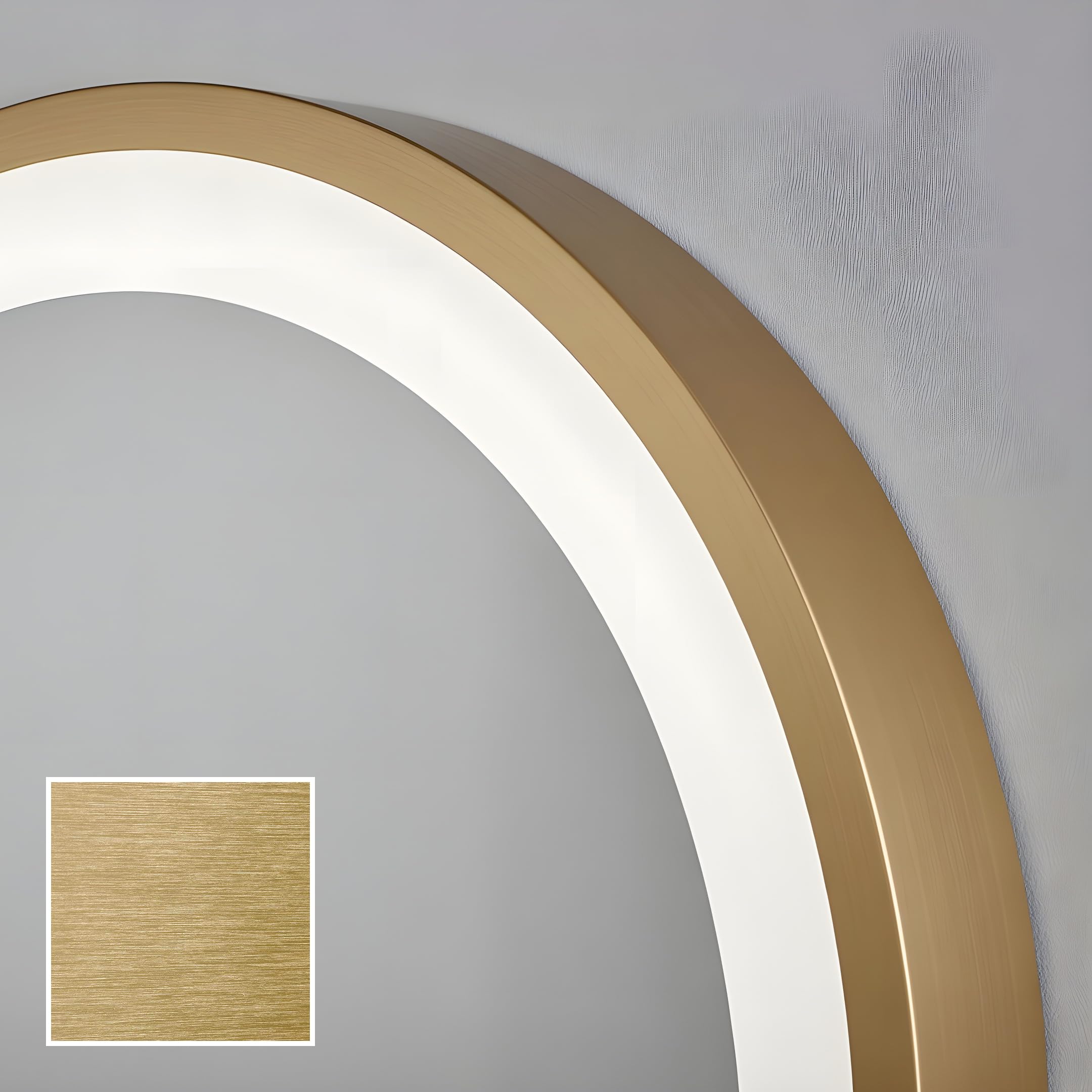 A ARTFORMA Espejo de Baño con luz Iluminación LED, Marco Oro Cepillado – 70x100 cm – Elíptico - Interruptor táctil, Intensidad Regulable 10-100%, Temperatura de Color Regulable, Estera de Calefacción