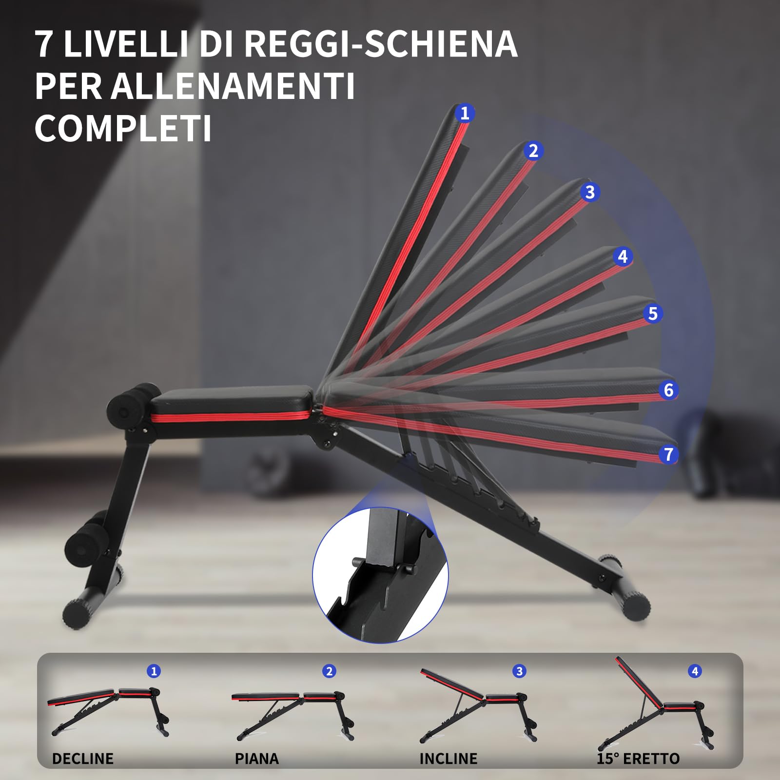 ISE Panca Multifunzione Palestra Casa, Panca Regolabile Panca Pesi Pieghevole Inclinata Fitness per Addominali Allenamento a Casa