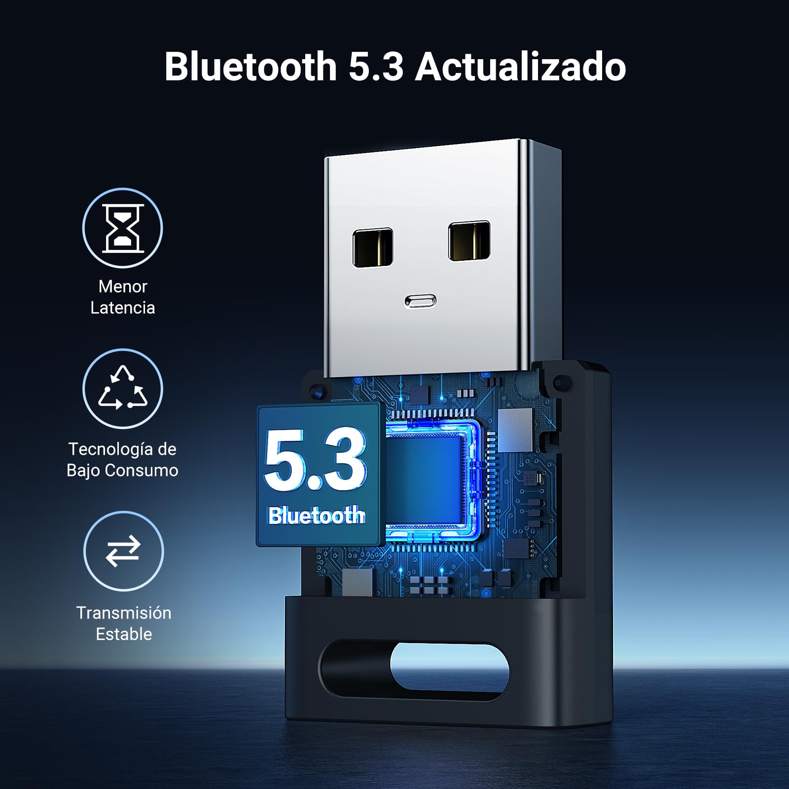 UGREEN USB Bluetooth 5.3 Adaptador Dongle Adapter con Controlador de PS4 PS5 Switch Teclado Ratón Auriculares PC para Windows 11 10 8.1