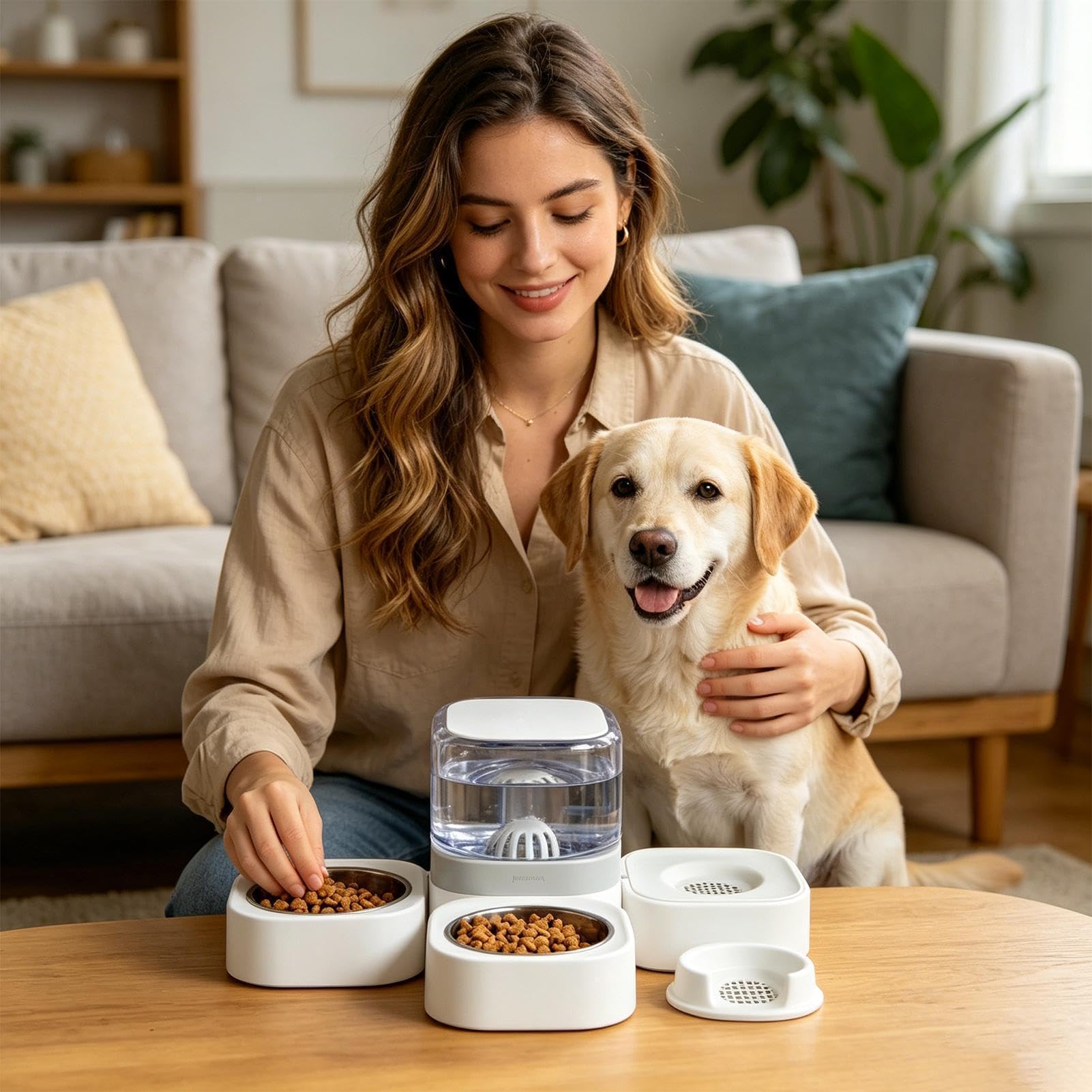 Mangiatoia Automatica Cibo E Acqua Base Antiscivolo Multifunzione | Distributore Automatico Di Acqua Per Animali Per Casa E Esterno Gatto Cucciolo Altri Animali