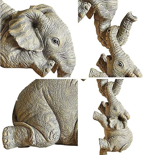 Miniatura 7 de 3 piezasjuego de niñera de elefante madres de elefante colgando de dos bebés estatua del borde de un estante o mesa figuras de resina pintadas a