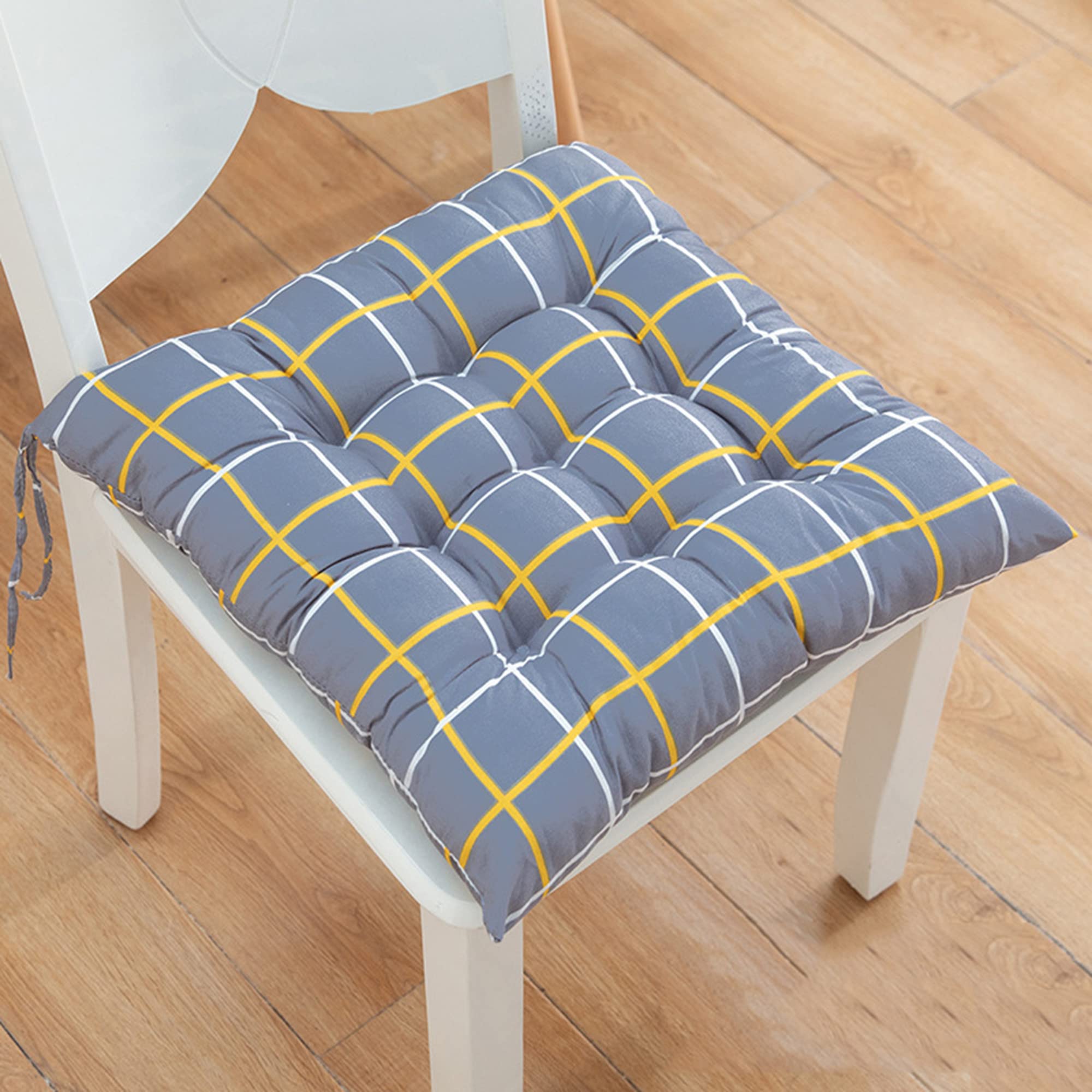 ZOCIS Set of 4 Soft Chair Cushions with Ties, Square Kitchen Chair Cushions Non Slip Seat Pads, Thick Seat Cushions for Dining Garden Office,4PC,45x45x5cm,Style4