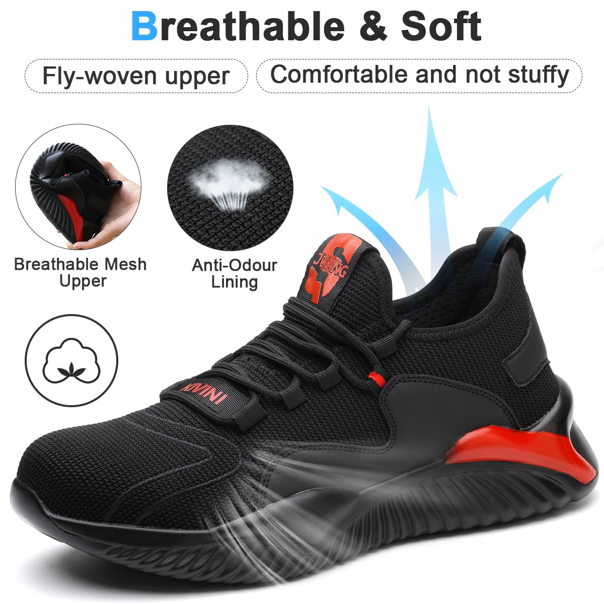 Scarpe Antinfortunistiche Uomo Donna Safety Shoes Punta in Acciaio Leggere Scarpe da Lavoro Traspiranti Sneakers Antinfortunistiche