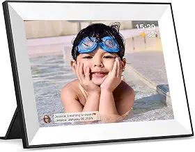 Frameo Moldura Digital com ecrã táctil IPS de 10,1 polegadas, fréquents Moulin d'images Carregamento do telefone à moldura digital de 32 GB