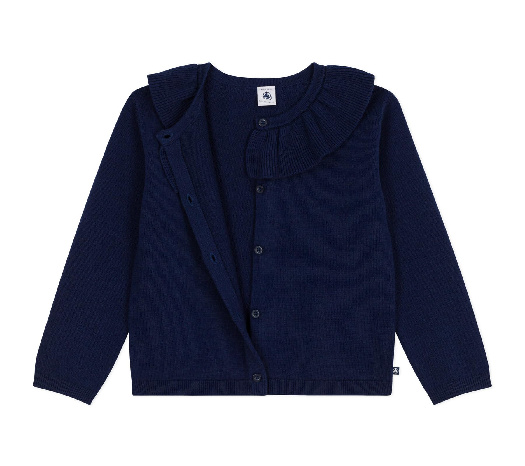 Petit Bateau Kardigan dziecięcy z wełny i bawełny jednokolorowej