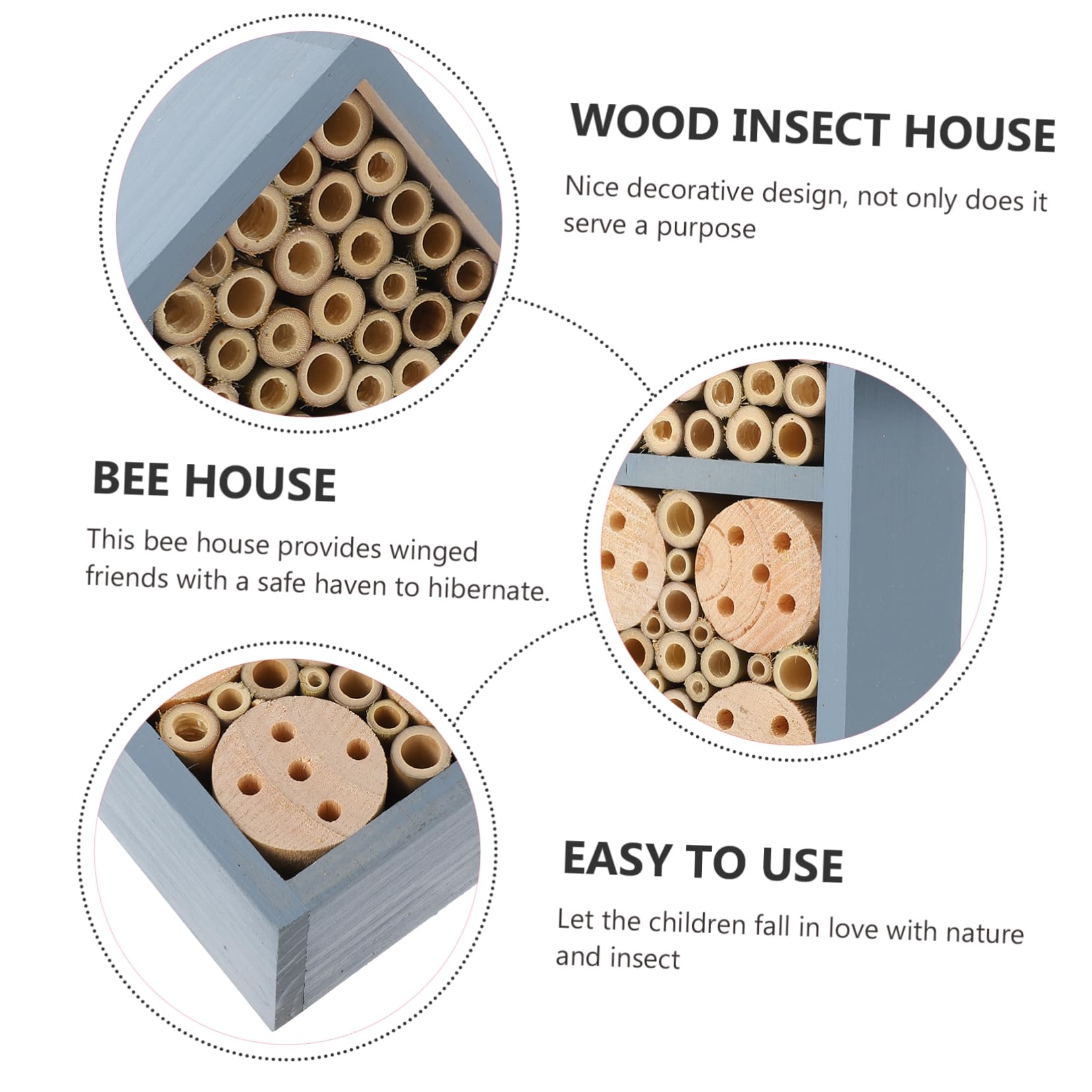 Insektenhotel Holzhaus Outdoor Bienenhaus Garten Mit Schmiedeeisernem Haken Hängend Überwinterungsplatz Für Wildbienen Und Marienkäfer Dekoratives Nisthilfe