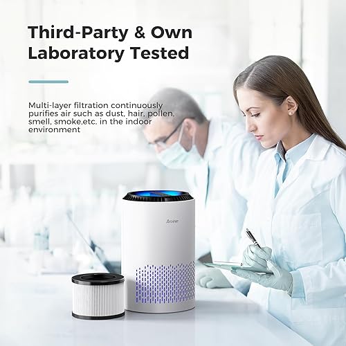 Miniatura 6 de AROEVE Purificadores de aire para dormitorio y hogar, filtro de 3 capas para alergias al polen, humo, olor a caspa de mascotas, modo de sueño para