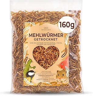 AVIDA ZEN Mehlwürmer getrocknet 1 ltr. = 160g, ideal als Wildvogelfutter und Igelfutter, getrocknete Mehlwürmer, nährstoffreicher Snack für Nager, Reptilien, Vögel, Fische, Igel, Schildkröten product image