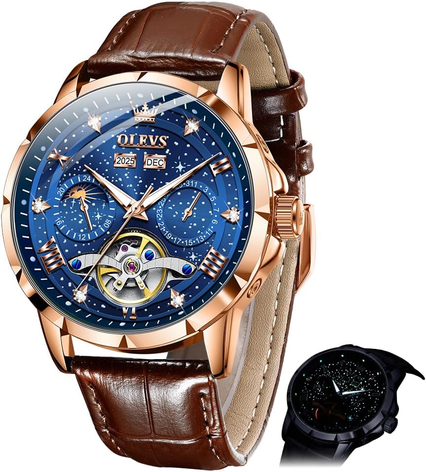 OLEVS Mens Automatic Watches Self-Winding Starry Sky Diamond