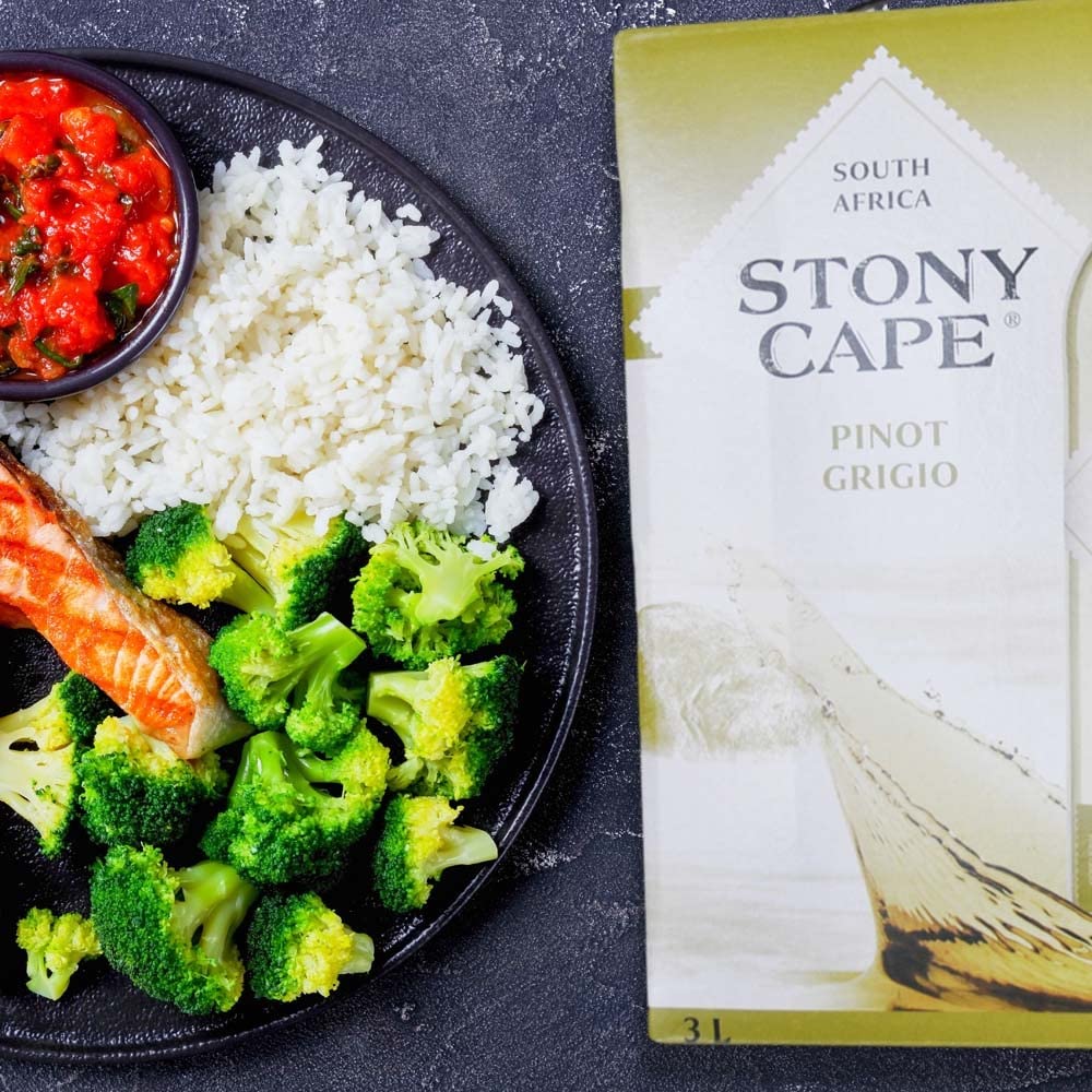 Stony Cape Pinot Grigio, trocken, Bag-in-Box, sortenreines Weinpaket + VINOX Winecards (4x3,0l)