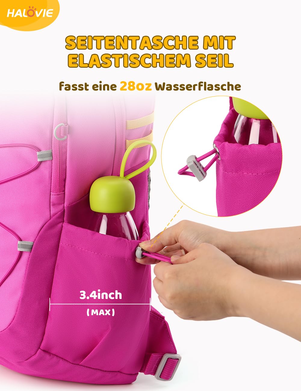 HALOVIE Kinderrucksack 15L Wanderrucksack mit Brustgurt für 6-10 Jährige