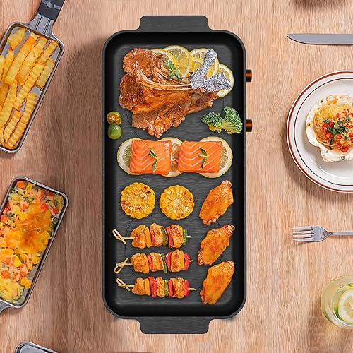 Miniatura 5 de ELECTAKEY Placa de inducción con 2 quemadores y sartén extraíble de hierro fundido antiadherente, doble quemador con doble control de temperatura