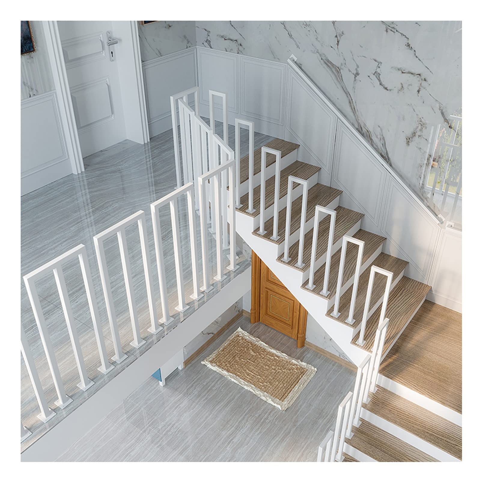 LWJSOCP Nordic Modern Iron Stair Balusters - Anti-Slip Safety Handrail for Indoor/Outdoor Stairs Villa Loft Deck Corridor - White H75cm Stable Staircase Railing