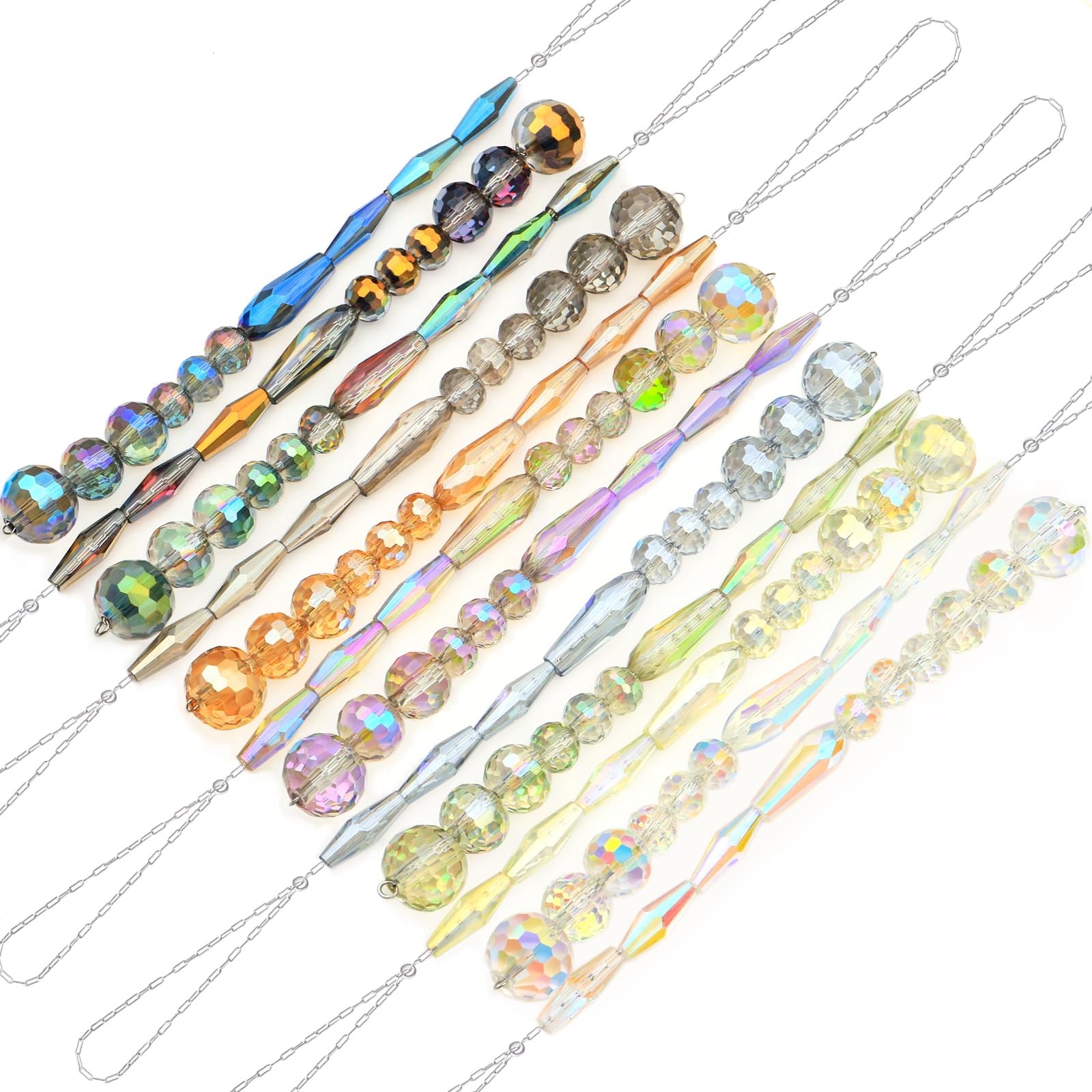 LUMITI 12pcs Crystal Icicle Christmas Tree Ornaments, Glass Beads Hanging Chandelier Pendants for Christmas Party Wedding Winter Decorations (Multicolor)