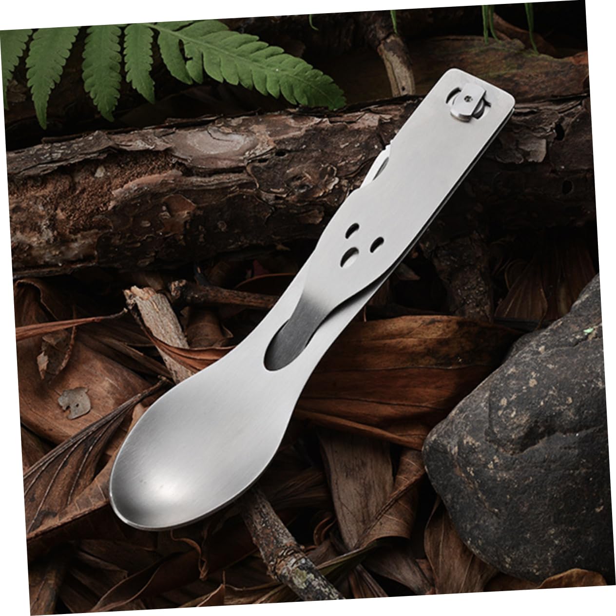 INOOMP 3 Pezzi 3 1 Forchetta Cucchiaio in Metallo Utensile Da Campeggio All'aperto Forchetta Cucchiaio Da Picnic Portatile Abito Viaggiare Coltello e io
