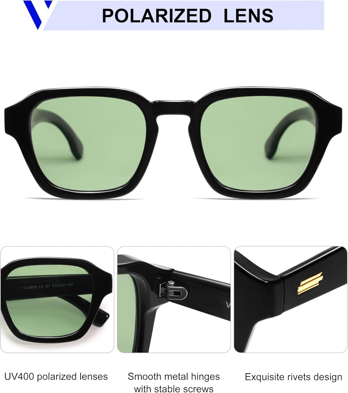 VANLINKER Retro Vintage Polarized Trendy Small Square Sunglasses for Women Men 2025 Fashion Shades VL9858 - Image 5