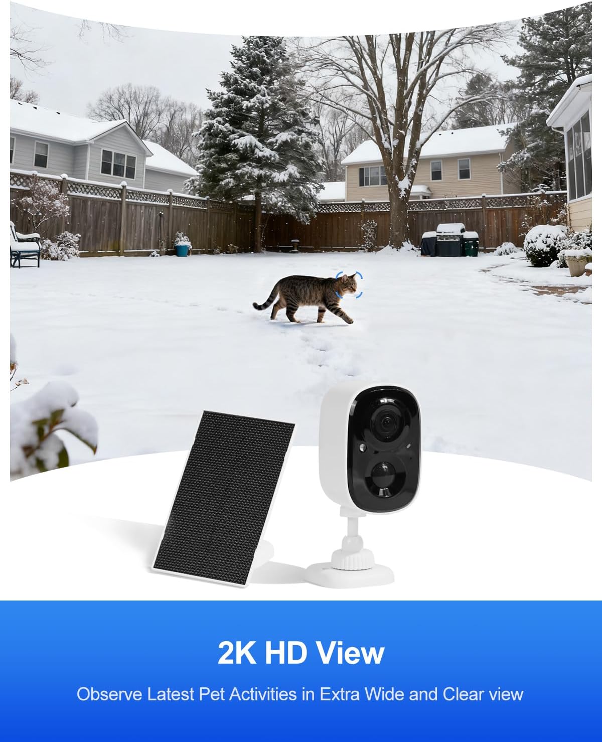 rolimate Wireless Solar Smart Pet Camera for Outdoor cat House, IP65 Weatherproof, Motion Detection, 2-Way Audio, Night Vision, SD Local & Cloud Storage, Compatible with Alexa (1)