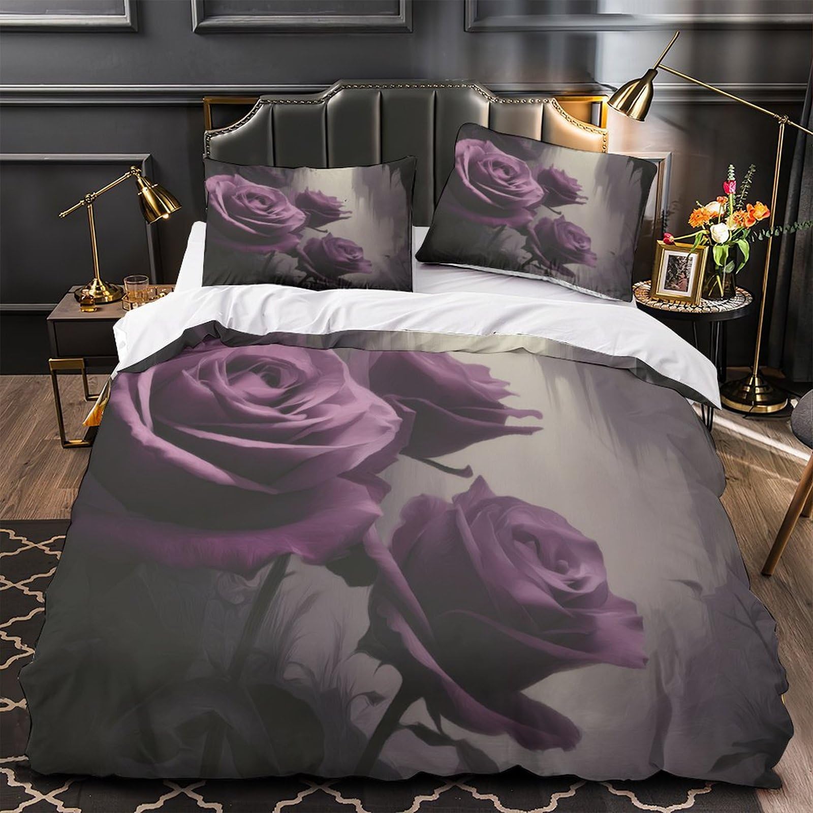 Housse de couette effet 3D art botanique pour un lit simple au style nature et épuré