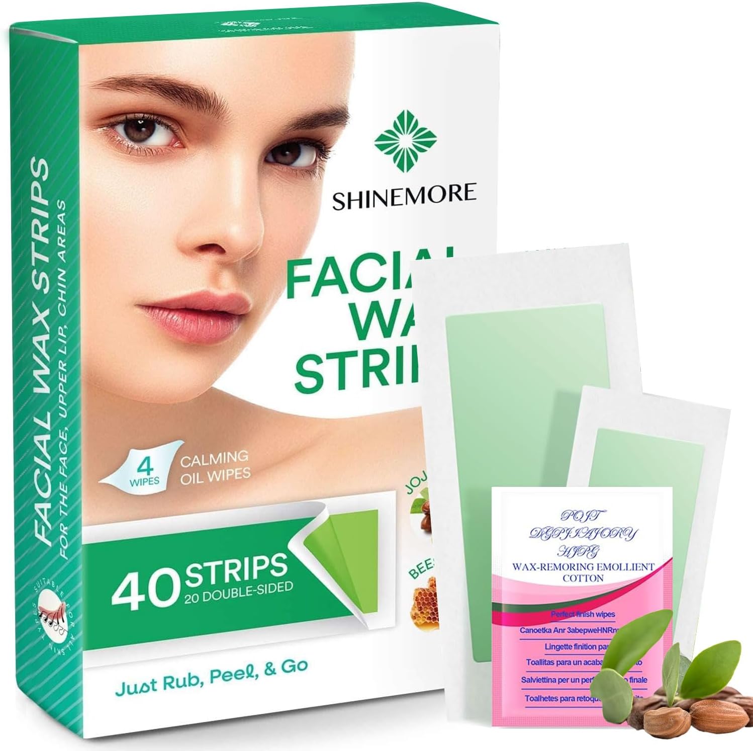 ShineMore Facial Wax Strips, Wax Strips for Hair Removal