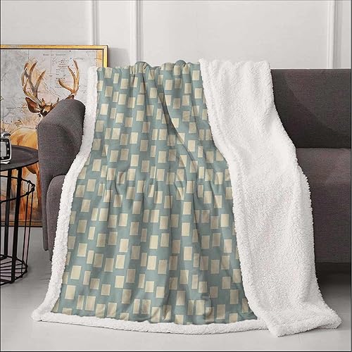 Manta moderna de forro polar sherpa, tamaño azul pálido, crema, esponjosa, acogedora, cómoda, de microfibra, para sofá, dormitorio, 50 x 60 pulgadas