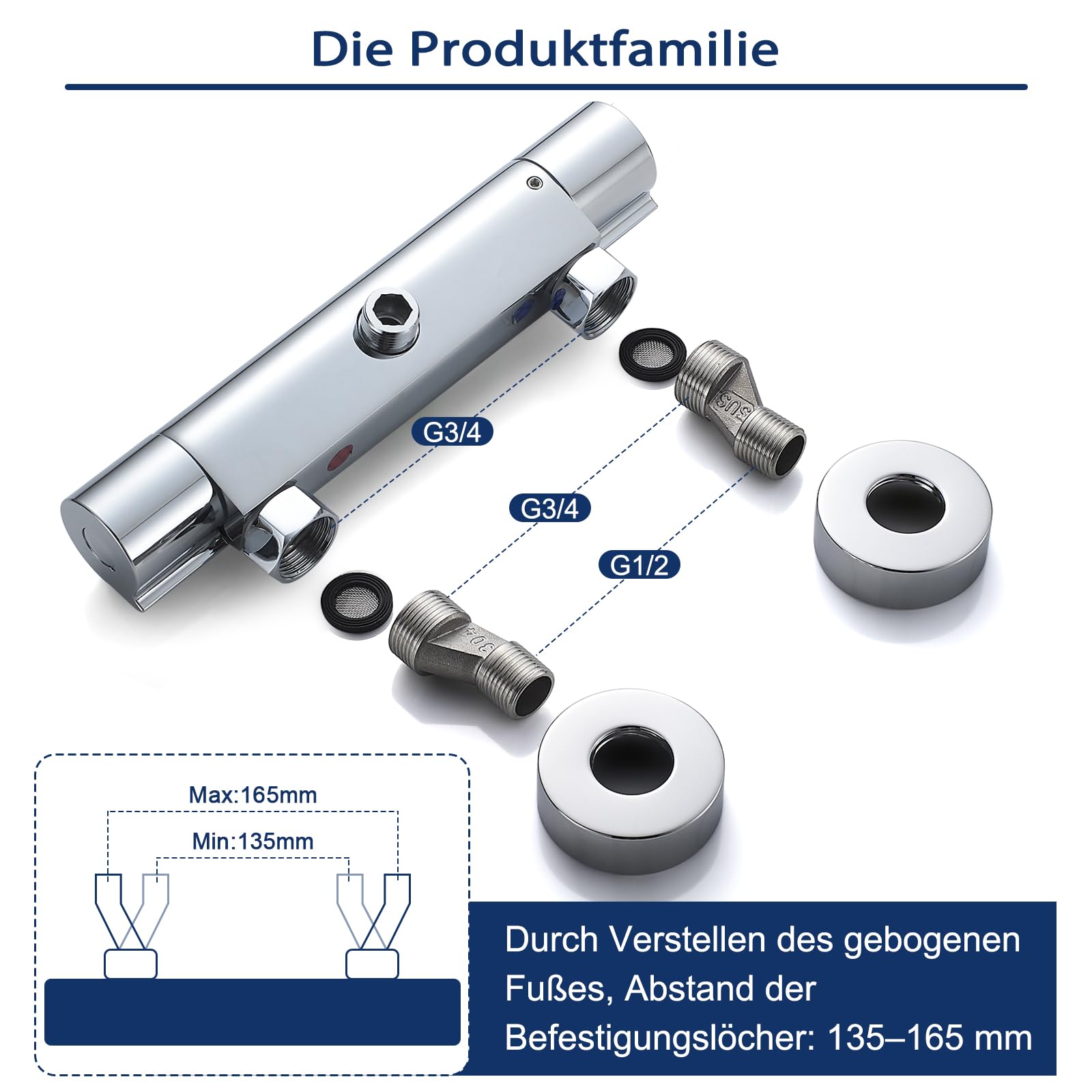 Namuoto Duscharmatur mit Thermostat Aufputz Brausethermostat, Thermostat Dusche Mischbatterie mit 38 °C Sicherheitstaste, Duscharmaturen Laiton Chrom
