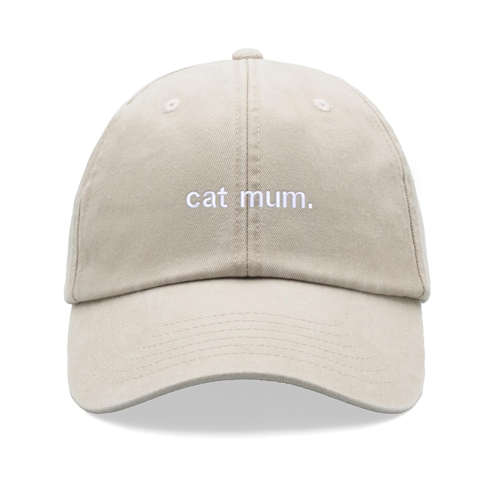 cat Mum Baseball Cap Vintage Washed Unisex Dad Hat Adjustable Stone