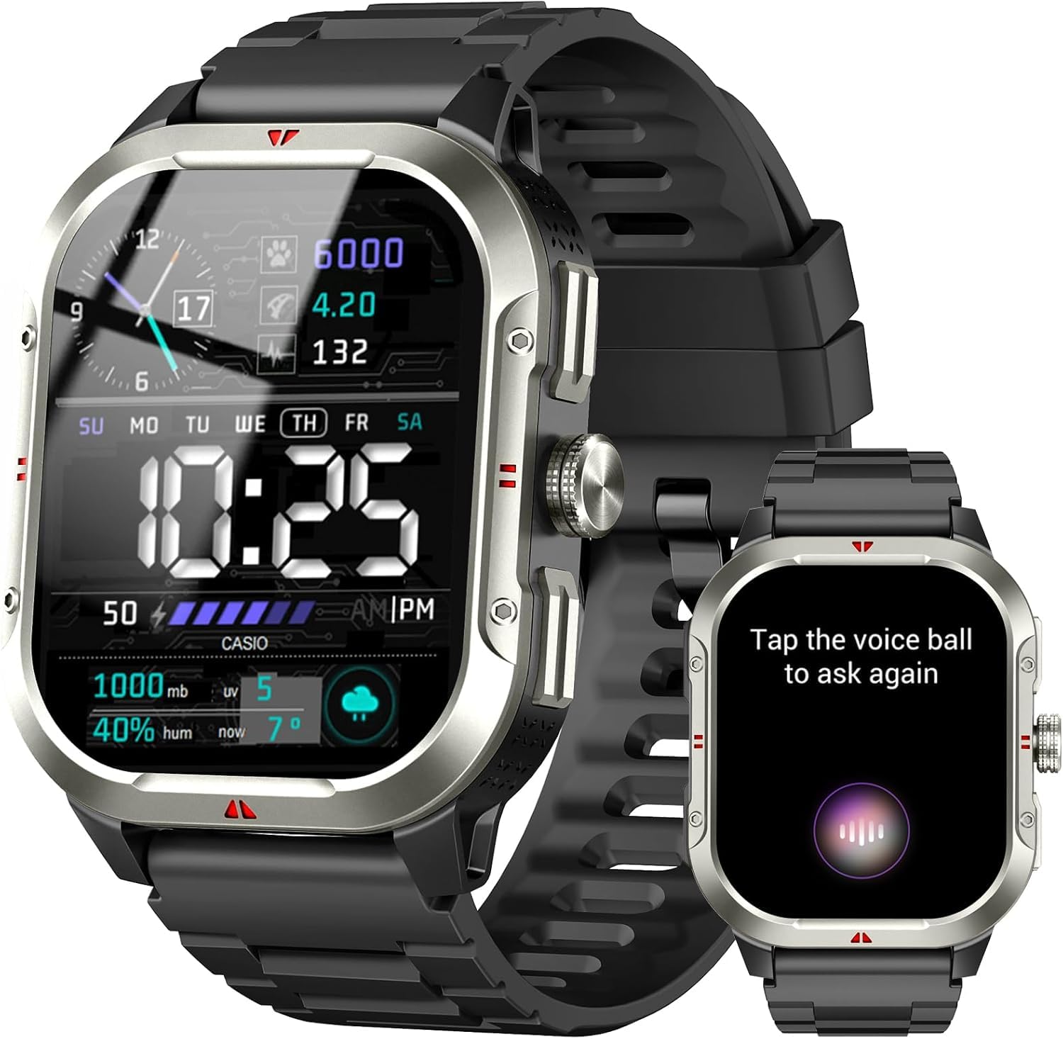 Reloj Inteligente Hombre con GPS, 2.06'' HD Smartwatch con Llamadas Bluetooth, IP68 Fitness Tracker con 110+ Modos Deportivos, Monitor de Sueño/Podómetro/Pulsómetro/SpO2 Smart Watch para Android iOS