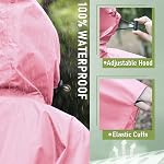 SaphiRose Waterproof Rain Poncho Jacket Coat for Adults Hooded with Zipper