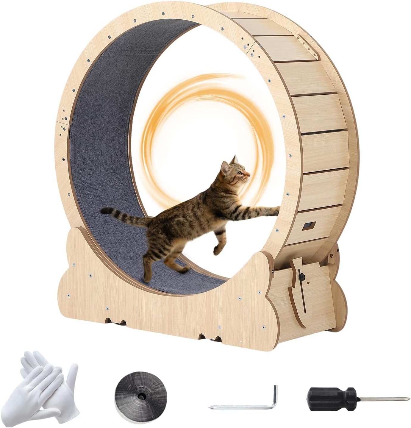 Towallmark Ruota per Gatti 90-100cm – Pannello E1 ad Alta Densità – Silenziosa, Sicura, Facile da Pulire – Per Tutte le Taglie