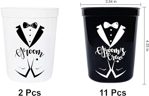 Miniatura 2 de Propuesta de padrinos de boda, regalos de despedida de soltero, decoraciones para hombres, 13 vasos de plástico reutilizables (tripulación de novios)