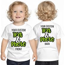Custom Toddler T-Shirt for Kids Boys Girls - Add Your Own Image - Customized Double Side Print - 2T to 5/6T Multicolor