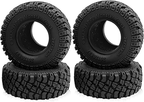 Miniatura 1 de MOHERO - 4 neumáticos de goma suave para terreno de barro para 118 TRX4M Bronco Defender 124 Axial SCX24 RC Crawler Car (estilo D)