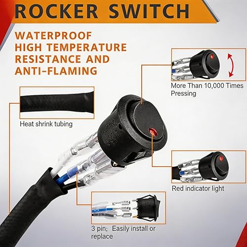 Miniatura 5 de ANGU OFFROAD - Arnés de cableado de 2 cables, kit de cable de nailon de 12 V 40 A para barras de luz LED, luces antiniebla, luces de trabajo