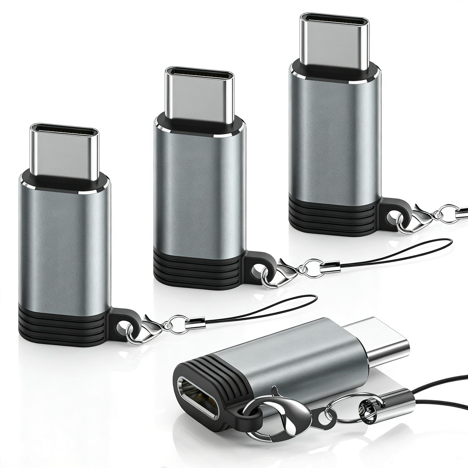 4 Pack iPhone to USB C Adapter for Lightning Female to Type C Male Connector Adaptor Only Support Charging & Data Sync Compatible with iPhone 17/16/15 Pro Max Plus, iPad/Air, Galaxy, Not for Audio/OTG — view 9