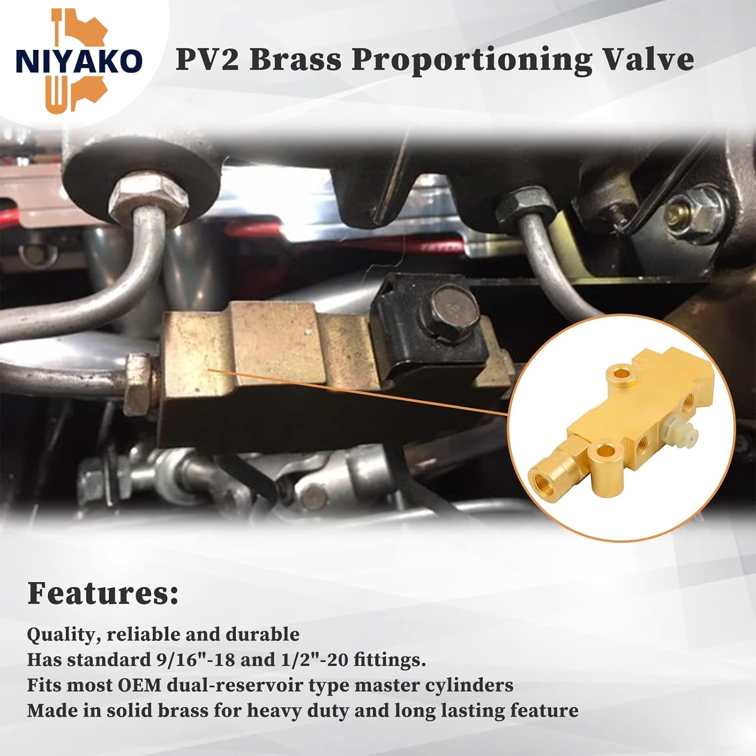 PV2 Brass Proportioning Valve Disc/Drum Disc Front Drum Rear Brake Replacement# 172-1353 Fit GM Chevy Street Rod Classic Car Truck