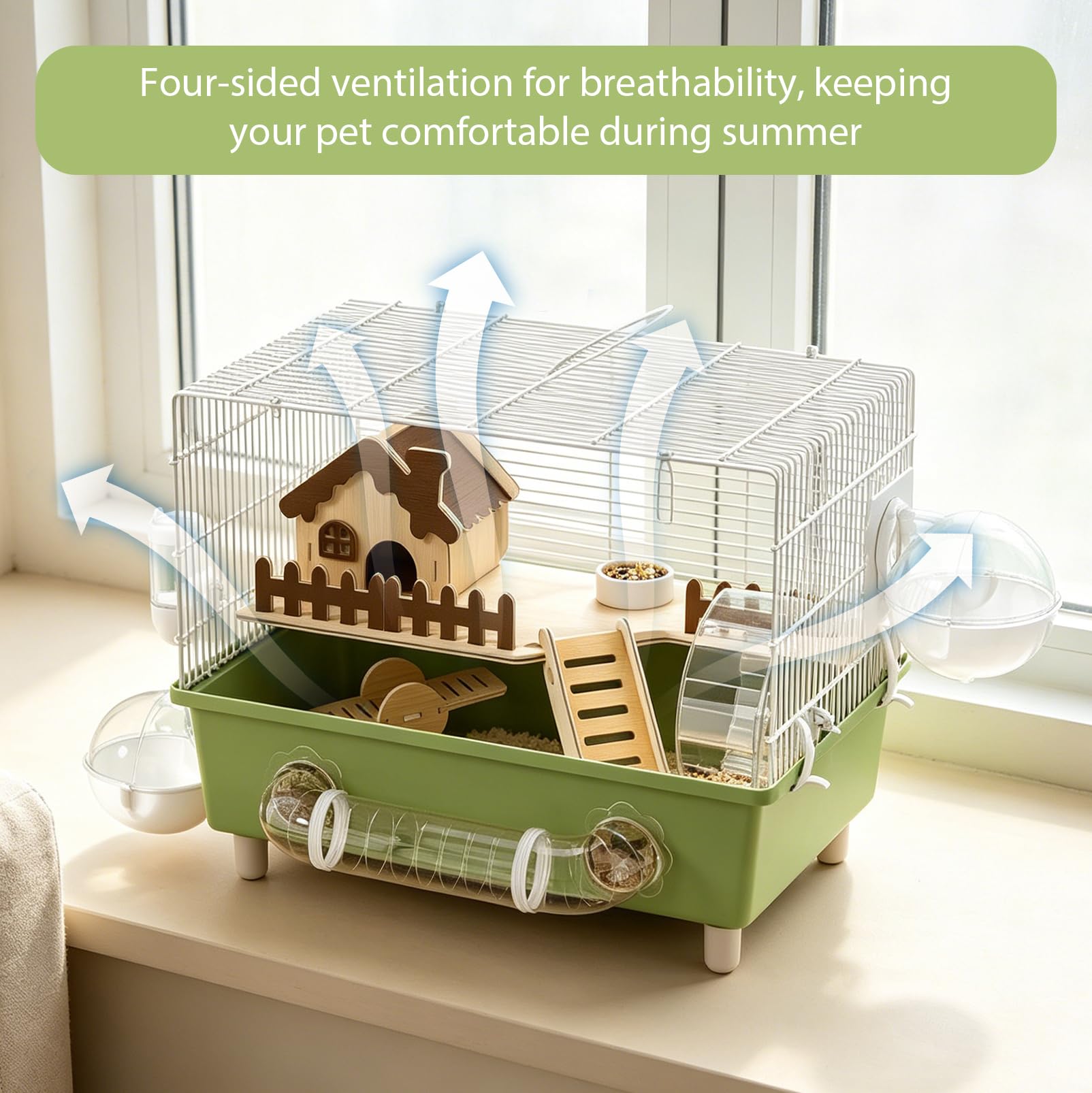 Hamsterkäfig, Nagerkäfig, Kleintierkäfig, Trainingshaus, Acryl, transparent | tragbarer Aufbewahrungs-Spielplatz, Hamster-Rad-Gehege für Zuhause, Reisen, 47.5*30*32.5cm