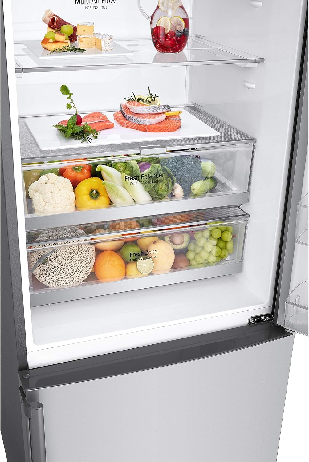 LG GBB567PZCMB Frigorifero Combinato Total No Frost, 462L, Larghezza 70cm, Wi-Fi, Door & Linear Cooling, Cassetto Fresh Balancer, Display Esterno, Compressore Smart Inverter, Inox