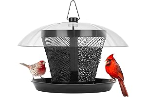 Kingsyard Bird Feeder for Outdoor - Weatherproof Mesh Wild Bird Feeder with Dome