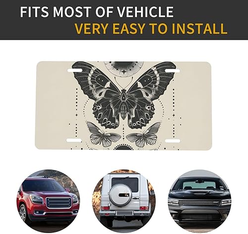 Miniatura 7 de A-1713 - Placa de matrícula delantera gótica, mariposa, mariposa, accesorio de decoración de automóvil, placa decorativa de metal de aluminio,