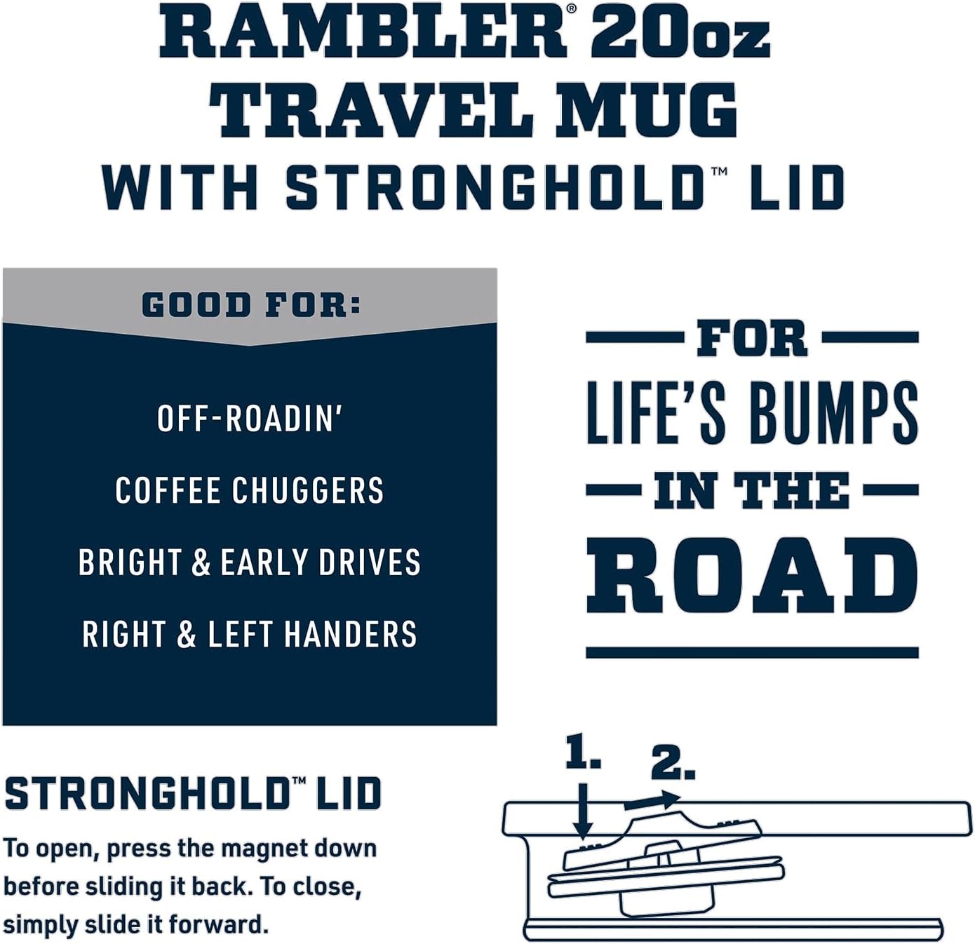 YETI Rambler 20 oz Travel Mug, Stainless Steel, Vacuum Insulated with Stronghold Lid - Image 2